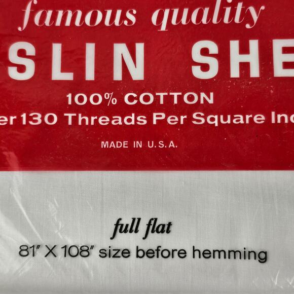 Vintage Gibson's white cotton muslin sheet flat 81 x 108 New in Package upcycle - Picture 2 of 4